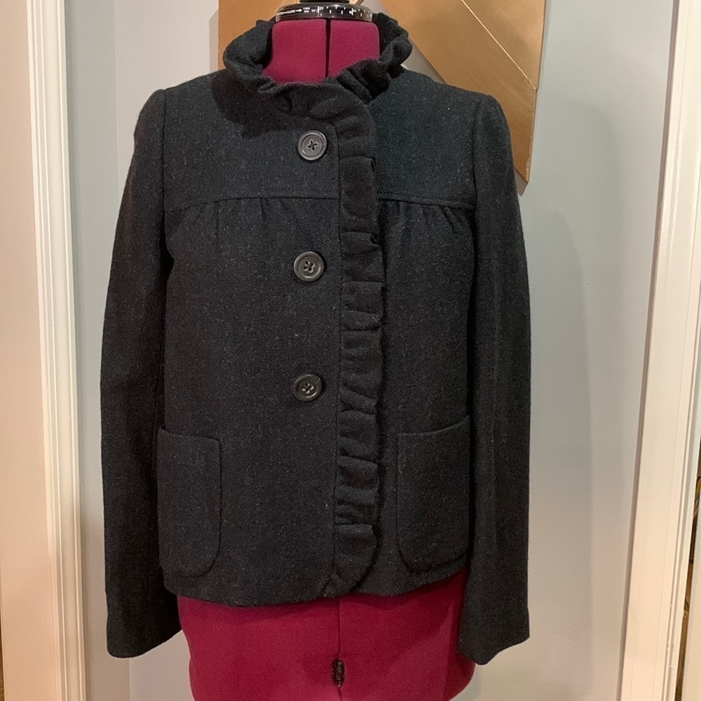 Ruffle detail J. Crew pea coat